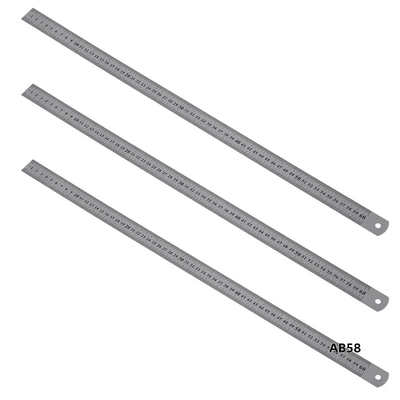 3X Stainless Steel 60Cm 23.6 Inch Measuring Long Straight Ruler