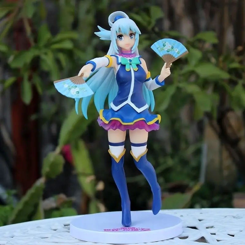 Anime KonoSuba God's Blessing On This Wonderful World Aqua Action Figure PVC Aqua Face Changing Model Toy Doll Desktop Ornament