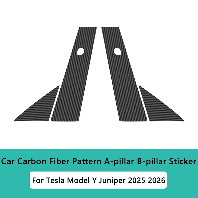 Auto A-stijl B-stijl Trim Film voor Tesla Model Y Juniper Model 3 Highland Bescherming PVC Carbon Fiber Patroon Stickers Cover