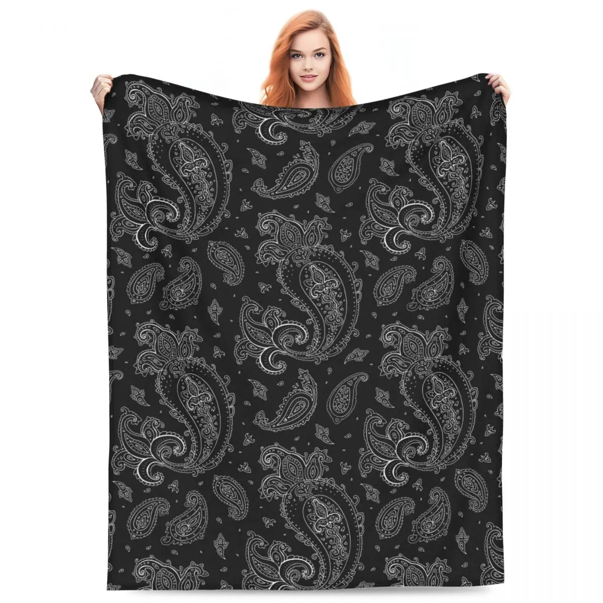 

Elegant Paisley Blanket Coral Fleece Plush Paisley Boho Style Relax Lightweight Thin Throw Blanket for Bedding Quilt