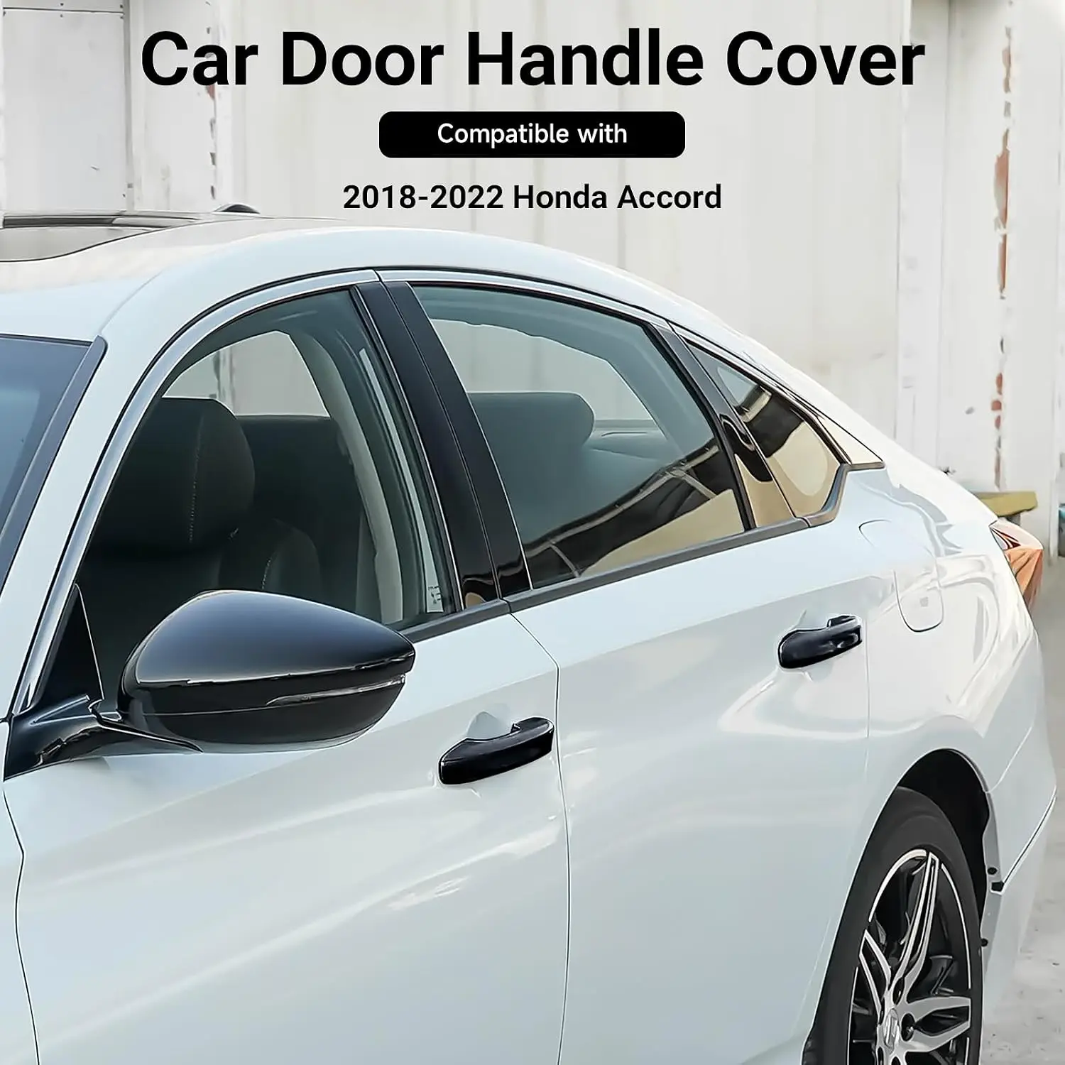 For 2018-2022 Honda Accord 10th Gen Accessories Glossy Black Snap On Door Handle Protector(with Smart Key Holes)