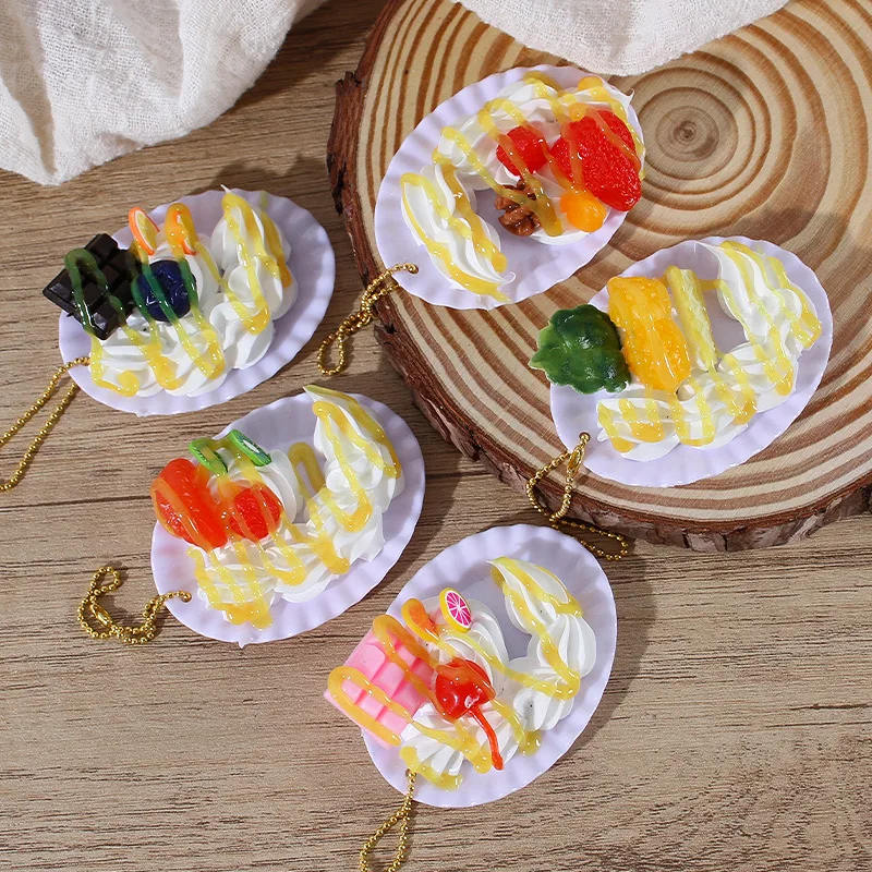 

Fake Fruit Cream Cake Dessert Model DIY Simulation Food Fridge Sticker Accessories Resin Miniature Home Decor Decorations