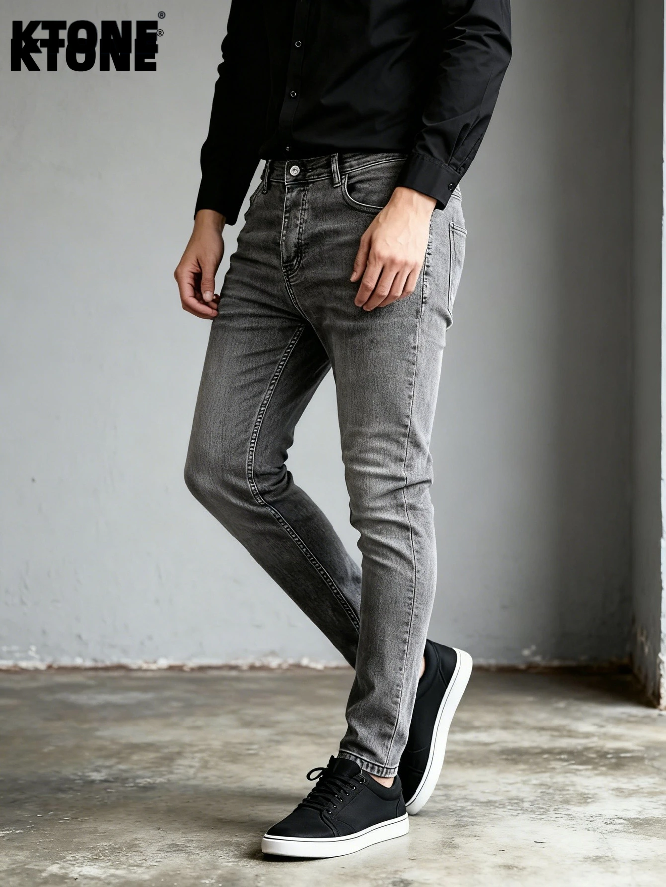 

Stylish Gray Men's Original Slim Jeans Y2K Drip Fashion Casual Denim Pants No accessories or belts included