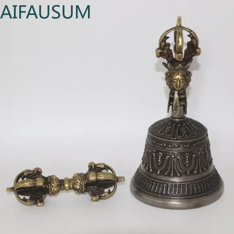 

Copper Five-stand Vajra bell ghanta Handbells hand bell Tibet Buddhism meditation bell
