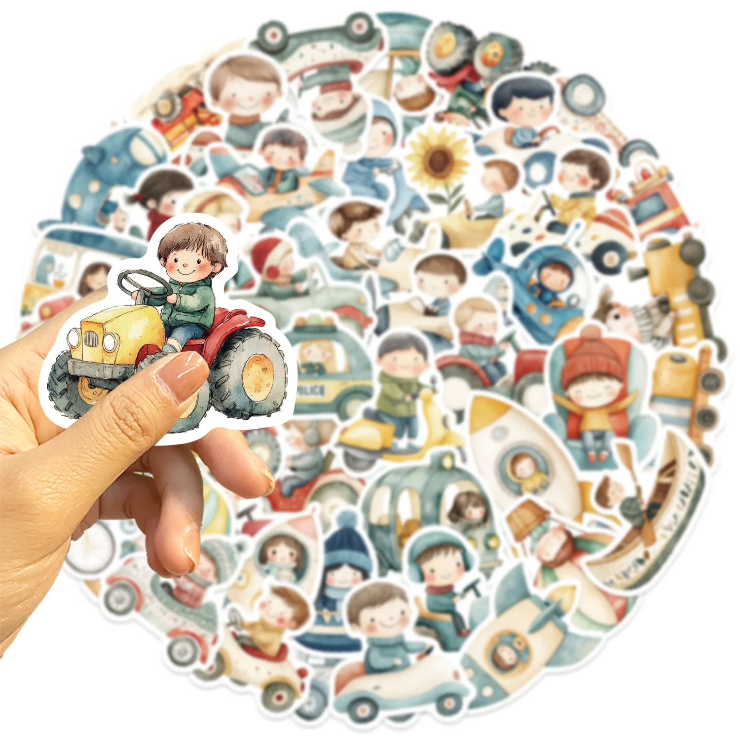 10/30/50Pcs Cartoon Transportation Stickers Phone Laptop Guitar Laptop Luggage DIY Decorative Waterproof PVC Stickers For Kids