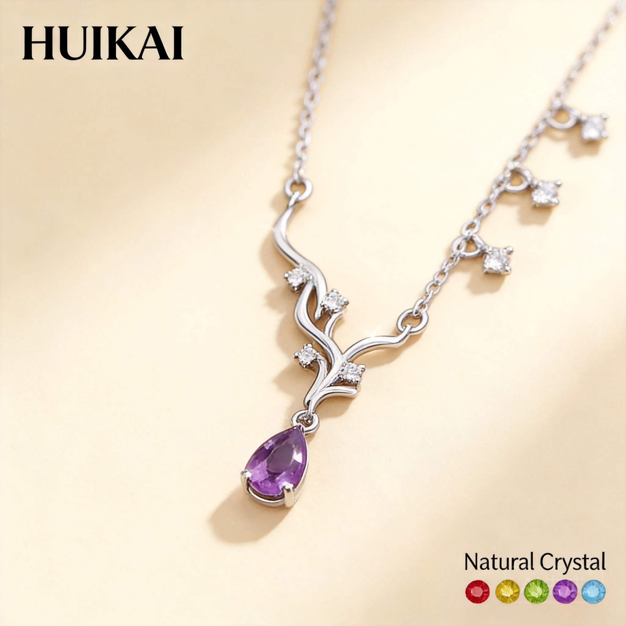 Chinese Style Lucky Blessing Fortune S925 Sterling Silver Elk Antler Pendant Necklace Natural Gemstone Inlaid Forest Style Clavi