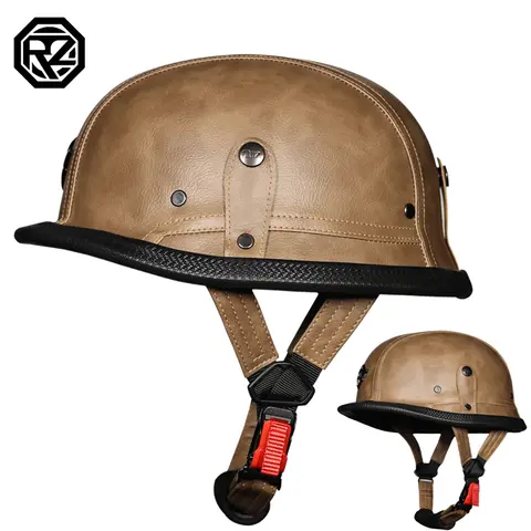 Imitation World War II German Helmet Style Open Face Half Leather Helmet  Moto vintage Motorbike camouflage