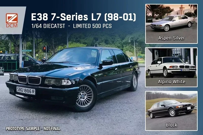 DCM 1:64 E38 7-Series L7 (96-98) الإصدار المسبق. / (98-01) آخر الإصدار. محدود500 دييكاست نموذج سيارة