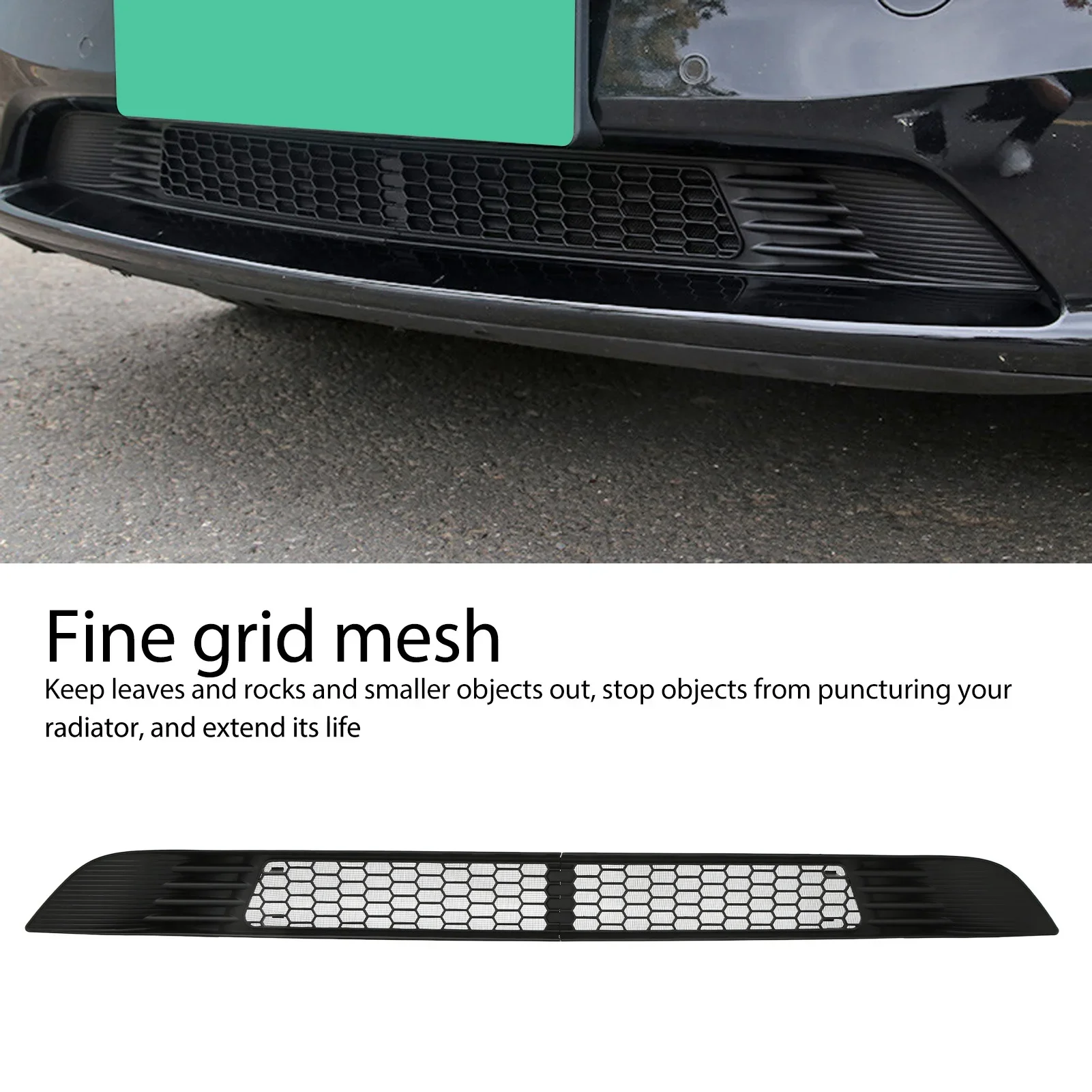 2PCS Front Grill Mesh Bright Black Bumper Vent Grille Replacement For Tesla Model Y 2020‑2023