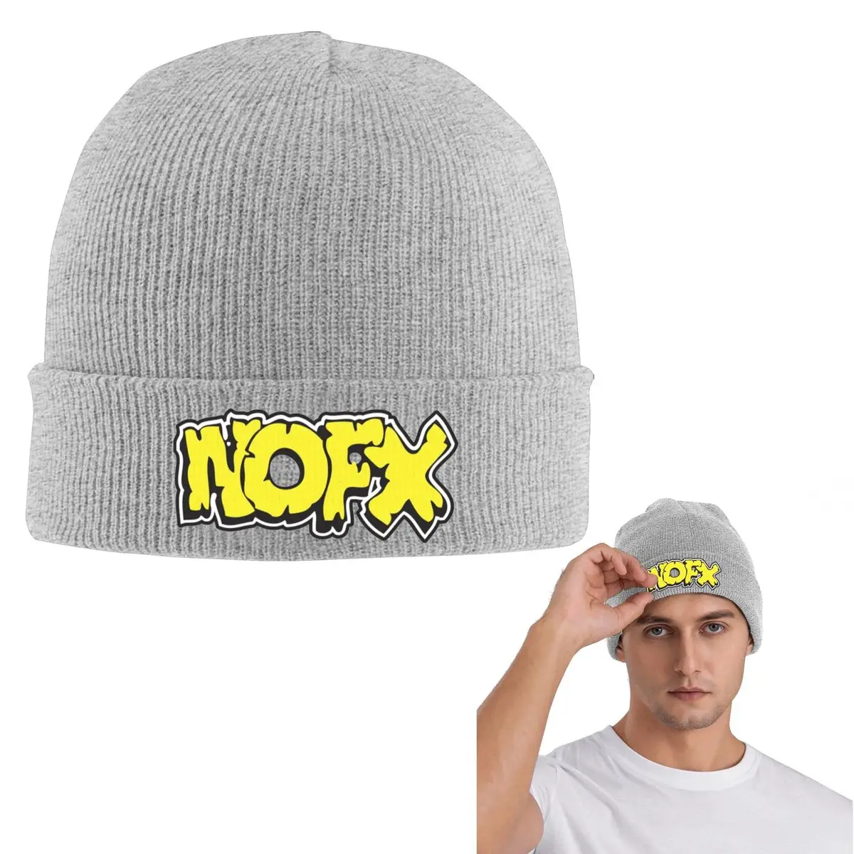 Nofx Band Final Tour Skull Warm Knitted Cap Fashion Bonnet Hat Autumn Winter Outdoor Beanies Hats for Men Women Adult