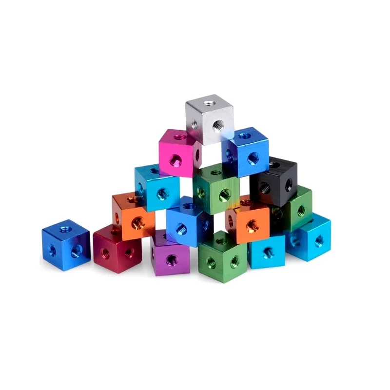 M3-10 Colorful Aluminum Alloy Hexagonal Nut Three-way Threaded Hole Square Acrylic Sheet Fixing Connector