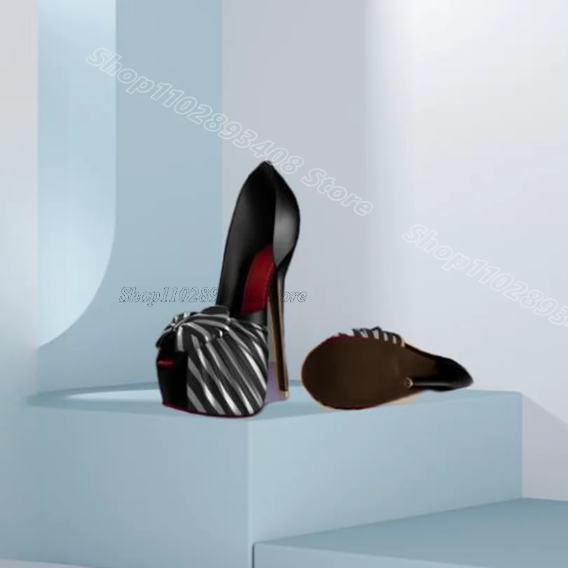 

Black Bowknot Decor Platform Pumps Peep Toe Fashion Party Spring British Style Women Stiletto Pumps 2025 Zapatos Para Mujere