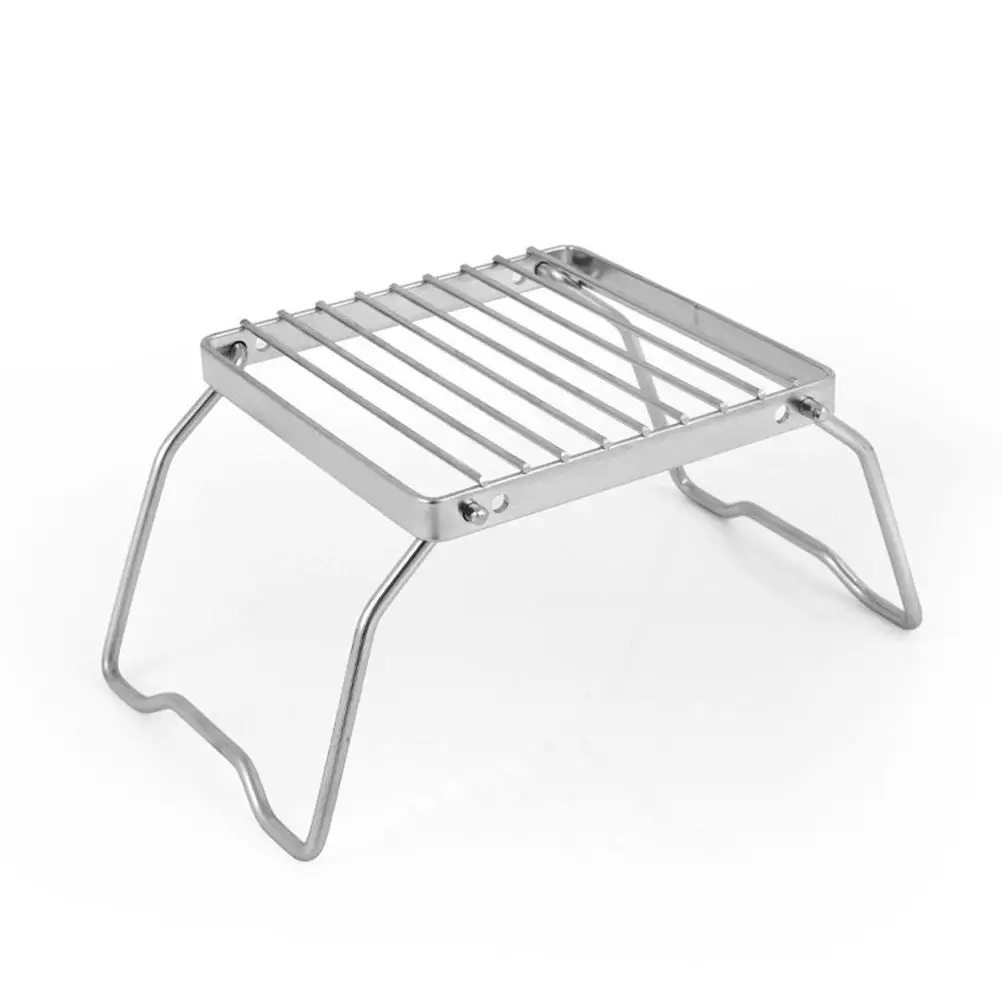 Outdoor Stainless Steel Stove Holder Foldable Portable Gas Cooking Campfire Stove Bbq Camping Stand Supplies L4j7