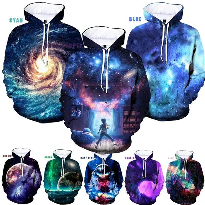 

Space Galaxy Printed Hooded Casual Stylish Hoodies 3D Space Swirl Printed Sweatshirt Harajuku Galaxy Hoody Oversized Size Tops