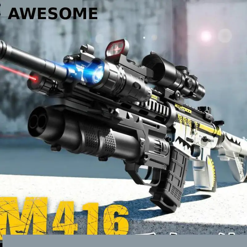 Gel Gun M416 Electric Soft Bullets Toy Gun Toy Air Rifle Gun Paintball Gel Ball Gun Adults Boy Children Cs Shooting Fake Gun K6