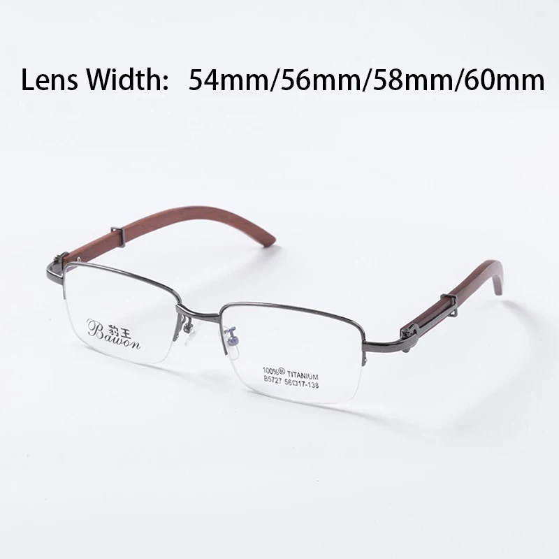 

Vazrobe Oversized Eyeglasses Frames Male Wooden Myopia Glasses Men Semi Rimless Spectacles for Prescription -150 200 250 300