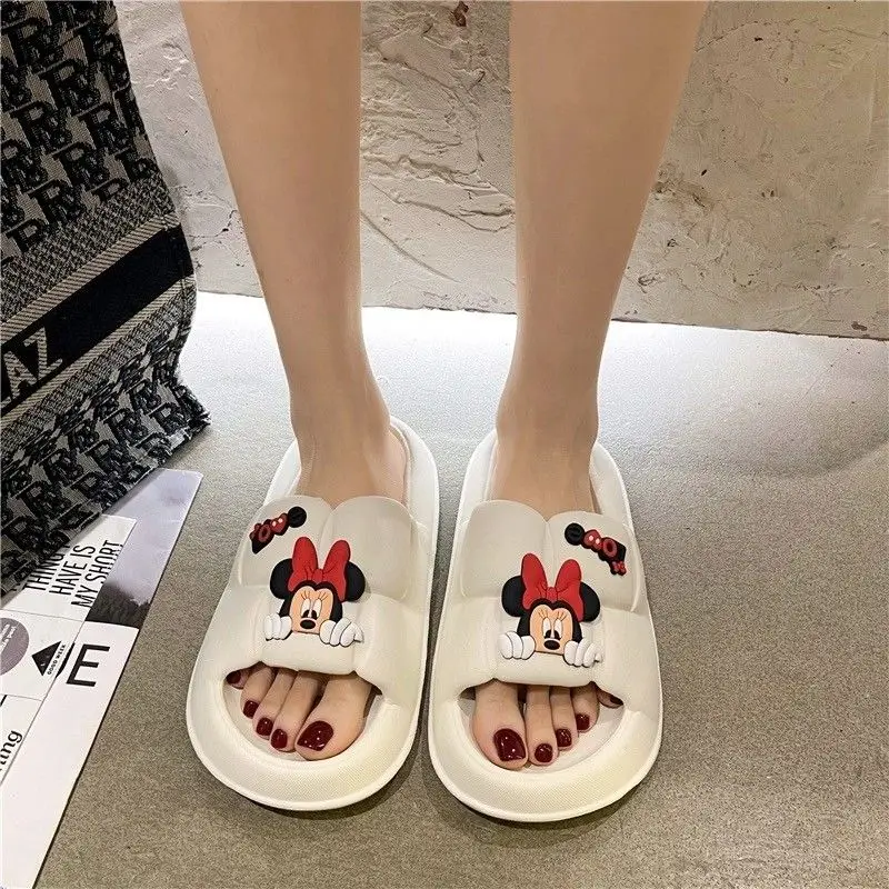 Disney cute Mickey Minnie male and female couples new creative cartoon pattern indoor thick-soled lightweight anti-slip sandals