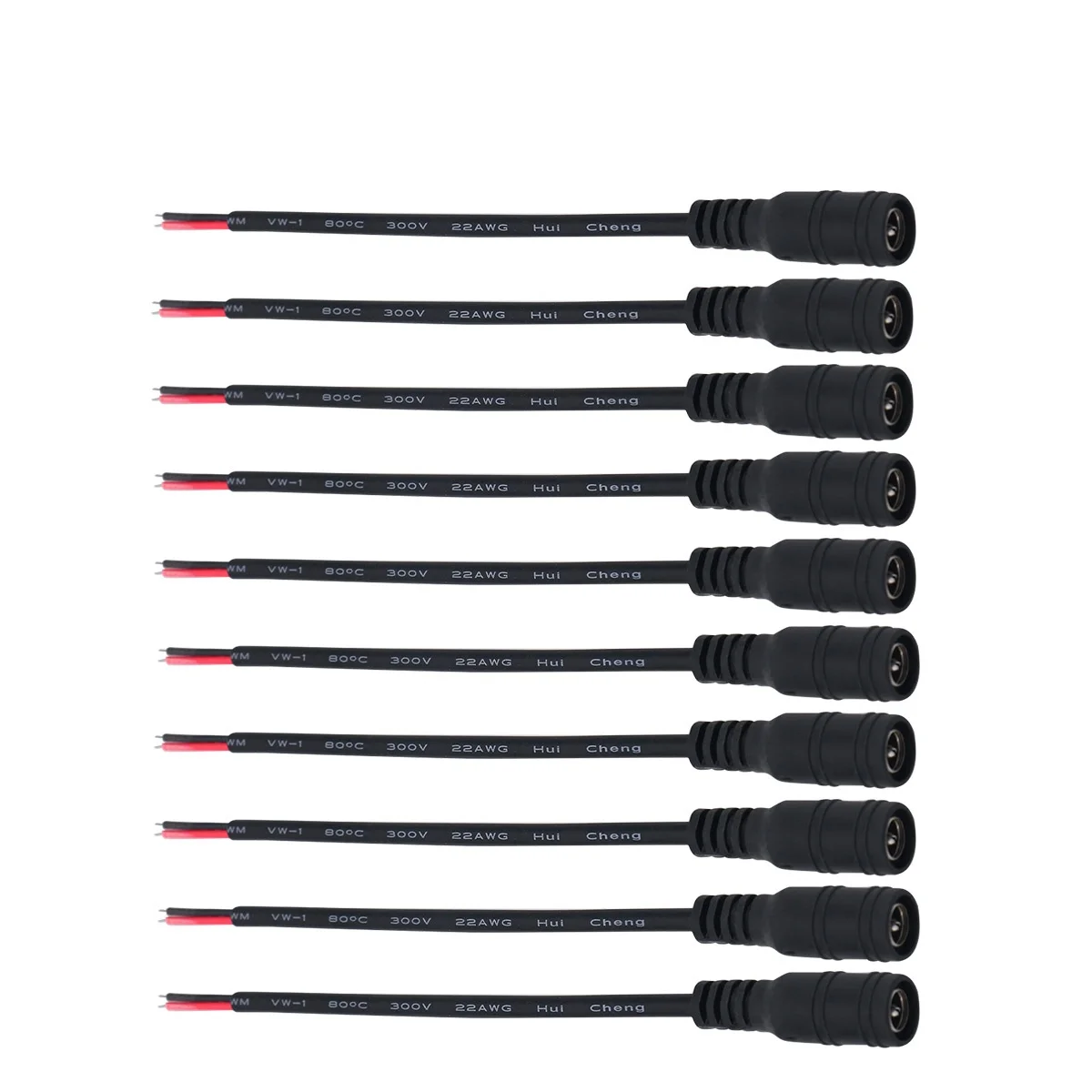 

10Pcs 5.5x2.1mm Female Power Connector Plug Cable for 12V Power Supply Cctv Camera Black Dc Connectors Jack Connector