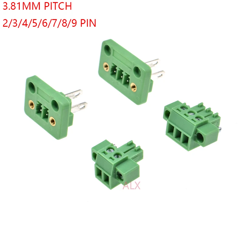 3 zestawy 15CDGV 2/3/4/5/6/8 pin 3.81MM pitch wtykowy zacisk śrubowy 3.81 wtyk typ pcb złącze z kołnierzem wtyczka + gniazdo