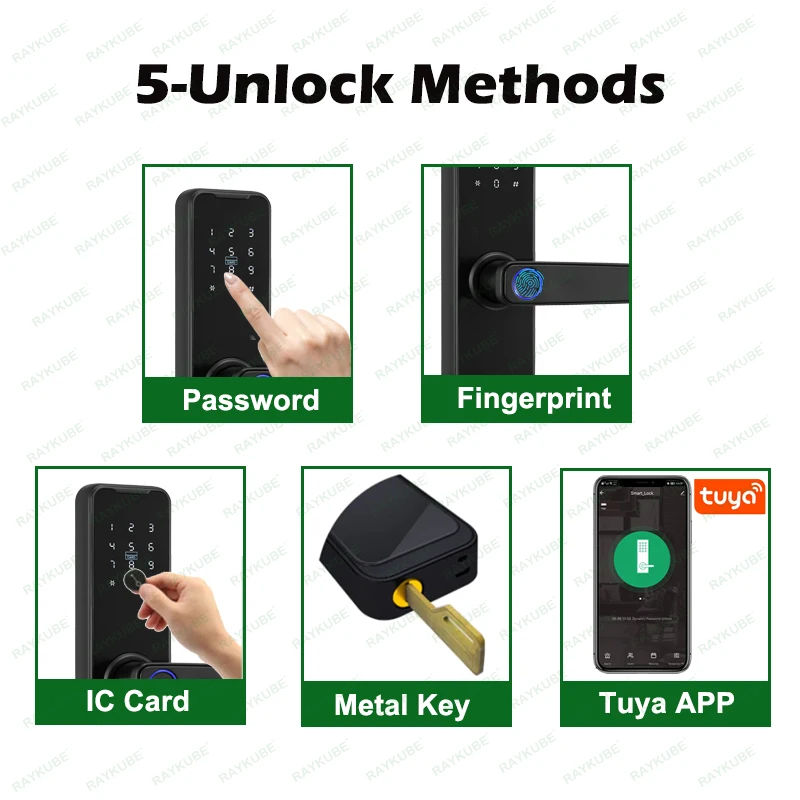 RAYKUBE K7 Pro+ Fingerprint Door Lock Smart Bluetooth Tuya App Remote Unlocking Keyless Electronic Smart Home