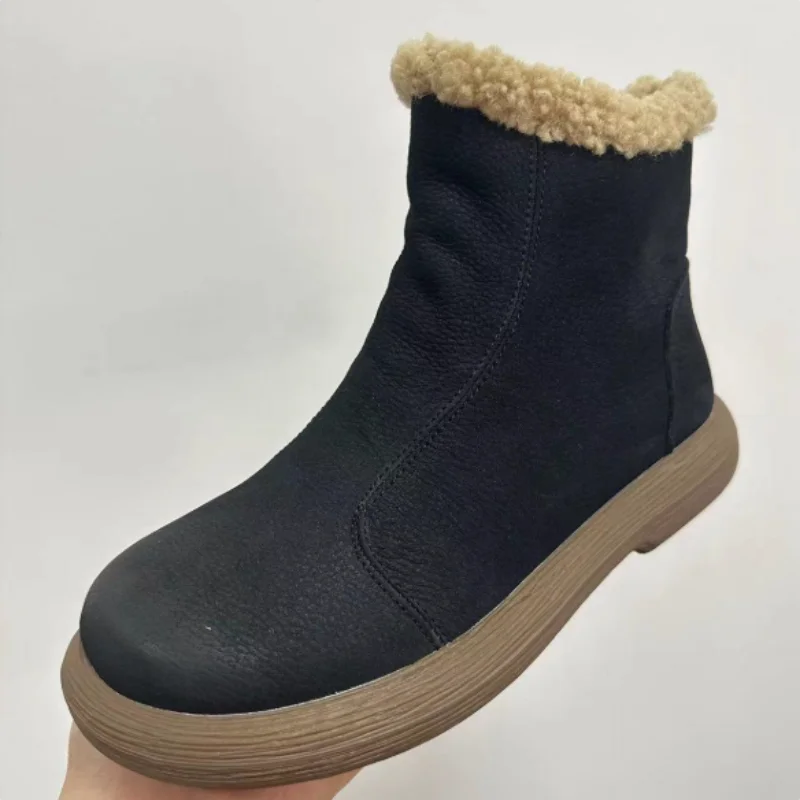 

ZXRYXGS Женские зимние ботинки челси из натуральной кожи с круглым носком, комфортные, больших размеров, осенне-зимние, элегантные, модные, 2026