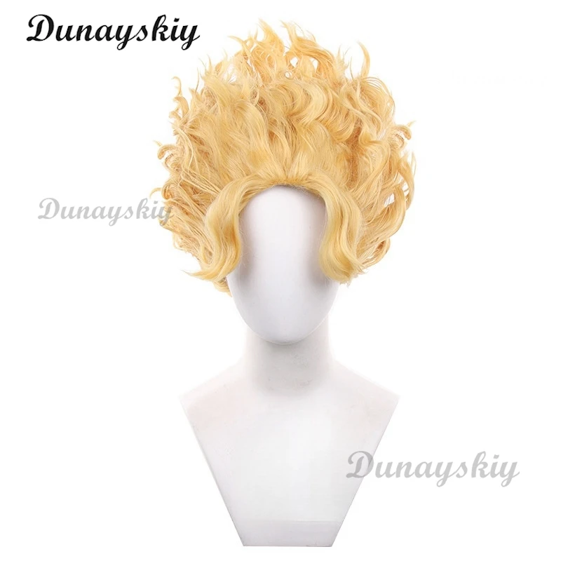 ألمع ستار شعر مستعار تأثيري الهوية VHullabaloo مايك مورتون شقراء مجعد الشعر ألياف مقاومة للحرارة الشعر + غطاء شعر مستعار مجاني اتفاقية