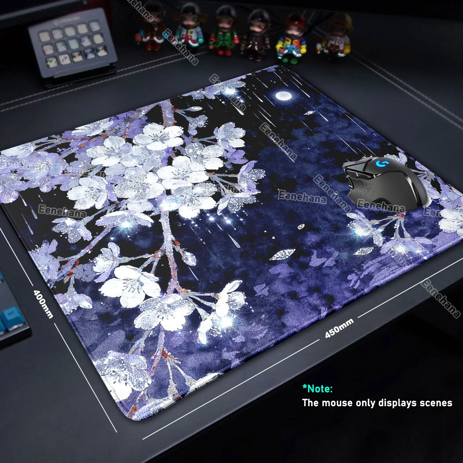 Cherry Blossom 40x45cm Control Non-slip Waterproof Mouse Pad PC Gaming Esport Purple Black Desk Accessories Sakura Laptop Set Up