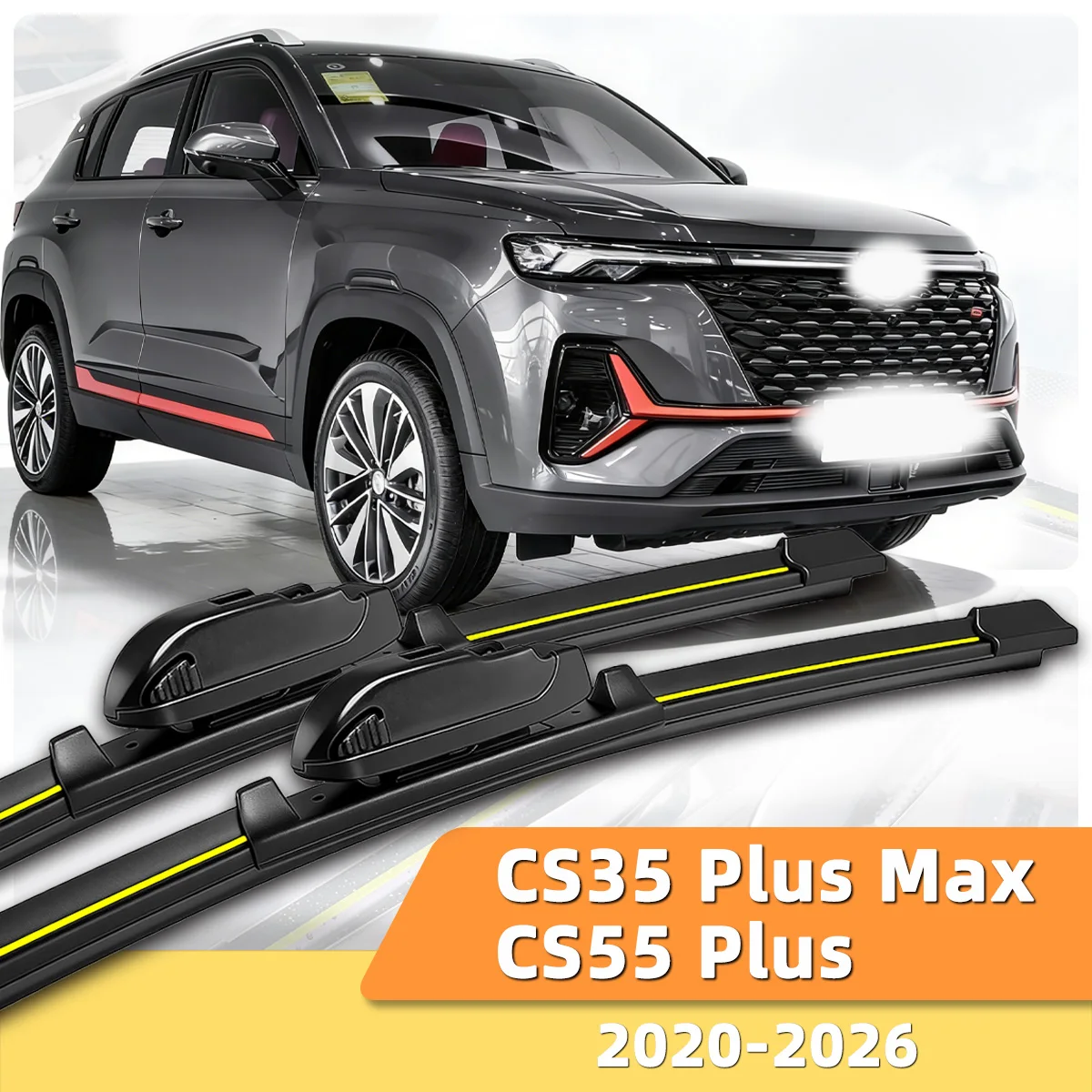 

2PCS Car Windshield Wiper Fit For Changan CS35 Plus Max / CS55 Plus (2020-2026) Natural Rubber Strip Boneless Silent Car Wiper