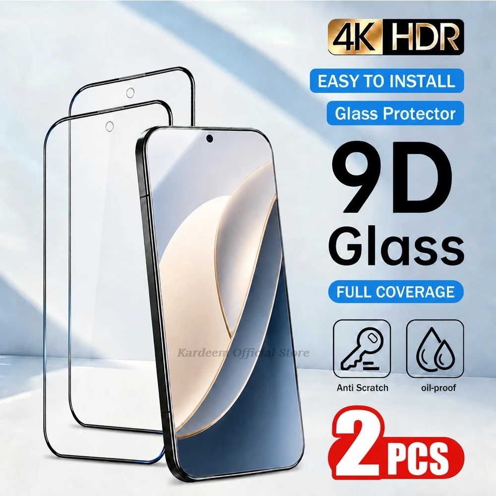 2 шт. HD-защитных стекол с полным покрытием для Redmi Note 14 13 Pro 15C 11S 12 15 14C 14R A7 8 9T, без функции разблокировки по отпечатку пальца, закаленное стекло