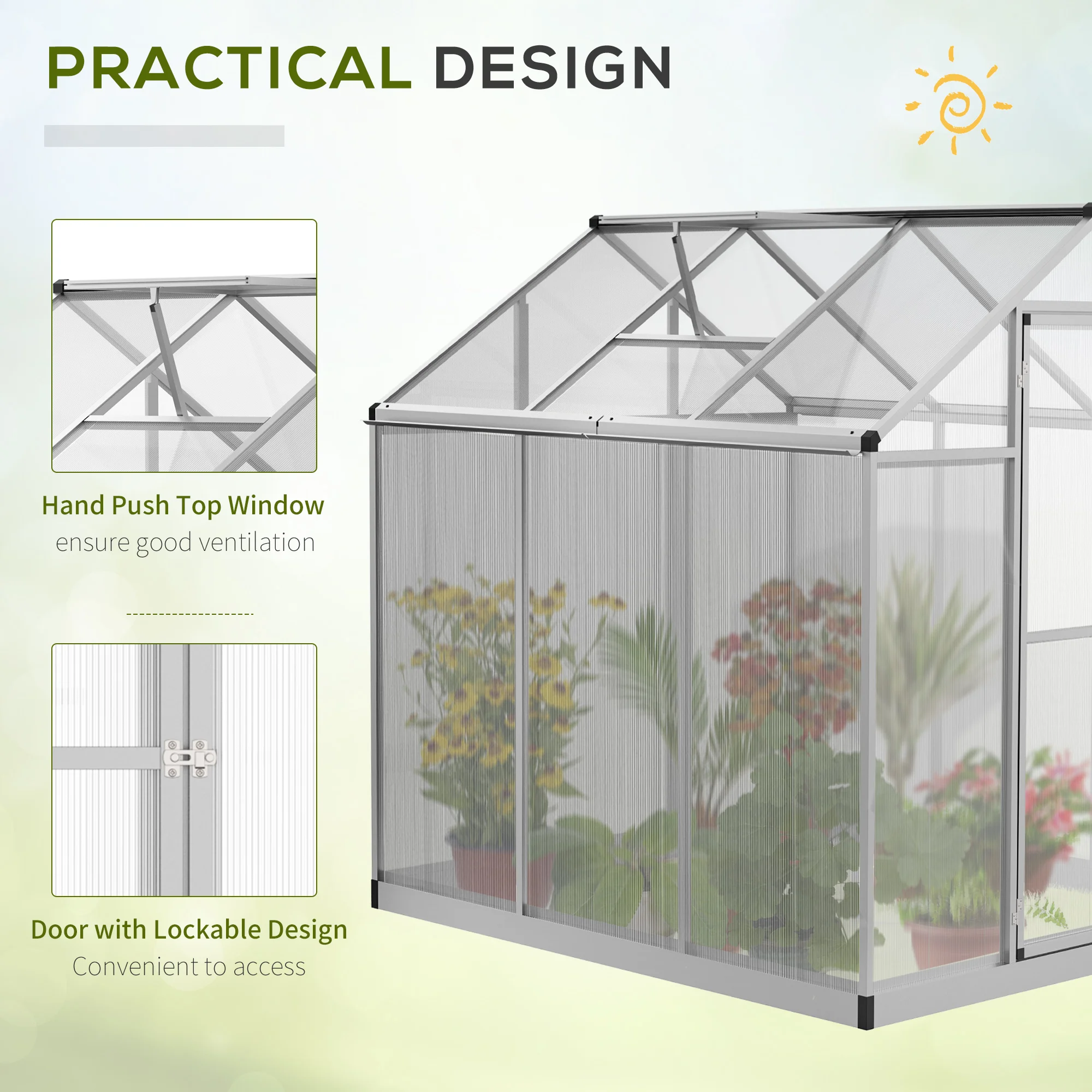 6' L X 6' W Stabiele Outdoor Walk-In Koud Frame Tuinkas