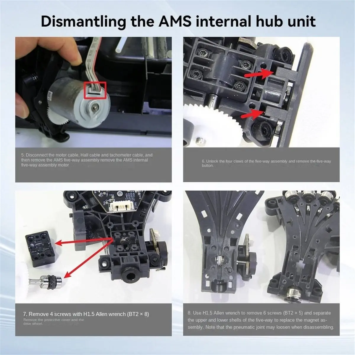 Gear Kit Support Shaft Assembly for AMS Hardened Steel Gear Driven Magnet Internal Hub for AMS1 Pro