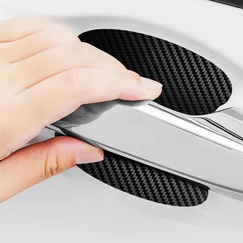 Imagen 2 del producto 4 unids/set Universal manija de puerta de coche tazón pegatina protectora contra arañazos manija de puerta de automóvil accesorios protectores de fibra de carbono