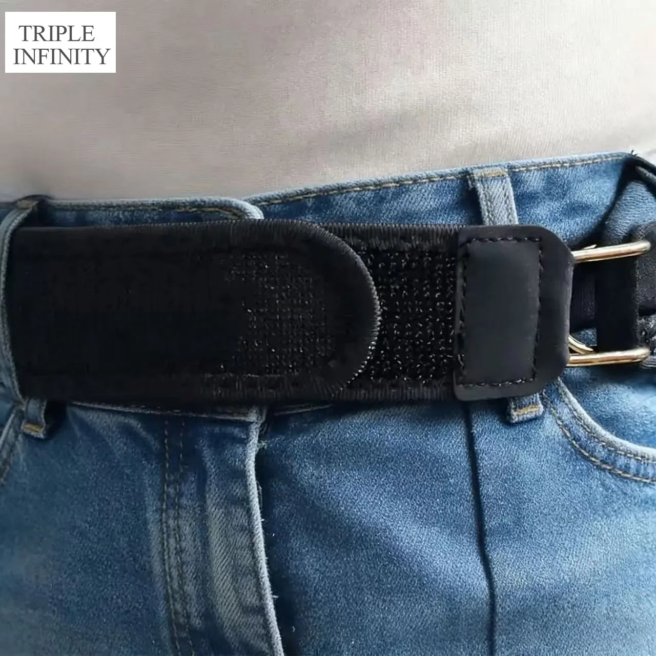 2026 Convenient Invisible Belt Without Buckle Black Elastic Waist Belts With Metal Hook Outdoor Work Pants Belt Stretch