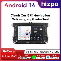 Hizpo 7inch Android Car Radio for VW Volkswagen Golf 5 6 Passat B7 B6 Skoda Seat Octavia Polo Tiguan Jetta Auto CarPlay GPS RDS