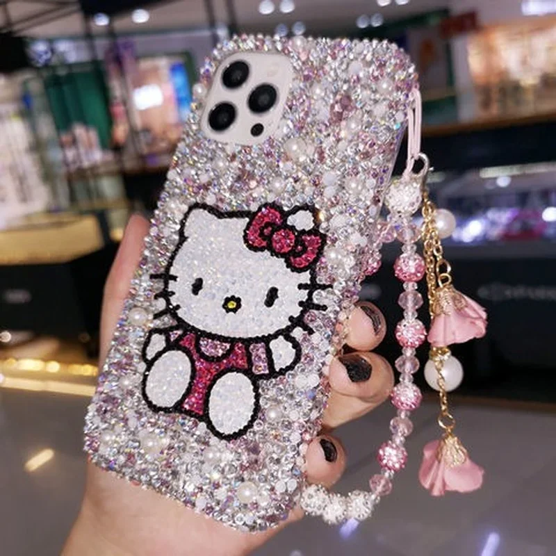 

For iPhone 13 Pro Max iPhone 11 Phone 14 Case Xs Diamond-Embedded 7 Cute Cartoon Hello Kitty 8 plus Protective 15 Case Female 12