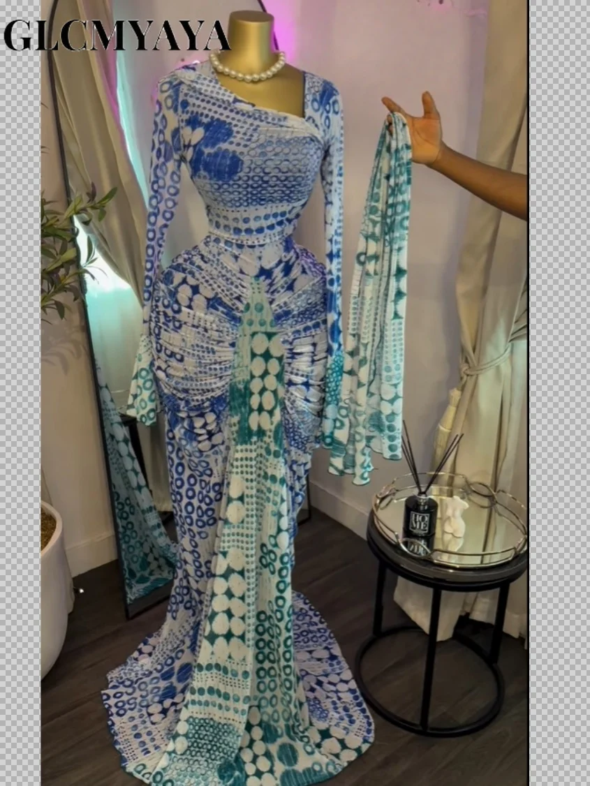 فستان GLCMYAYA للسيدات بأكمام مضيئة وكشكشة مكدسة من الجانب ميدي حورية البحر فستان ماكسي 2026 لعطلات أعياد الميلاد فساتين عصرية #1