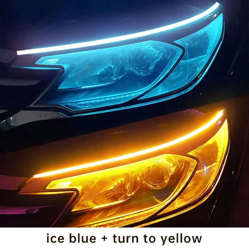 2 Stuks Start Scan Drl Auto Dagrijverlichting Flexibele Waterdichte Led Strip Sequentiële Richtingaanwijzer Voor Auto koplamp 12V
