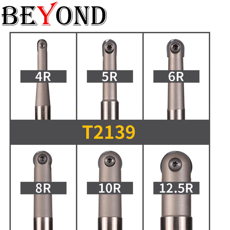 BEYOND High-Speed T2139 C12 C25 C10 C32 C10-4R-12 120-300 8R 4R 6R Insert Clamped Fast Feeding Alloy Round Ball End Mills Cutter