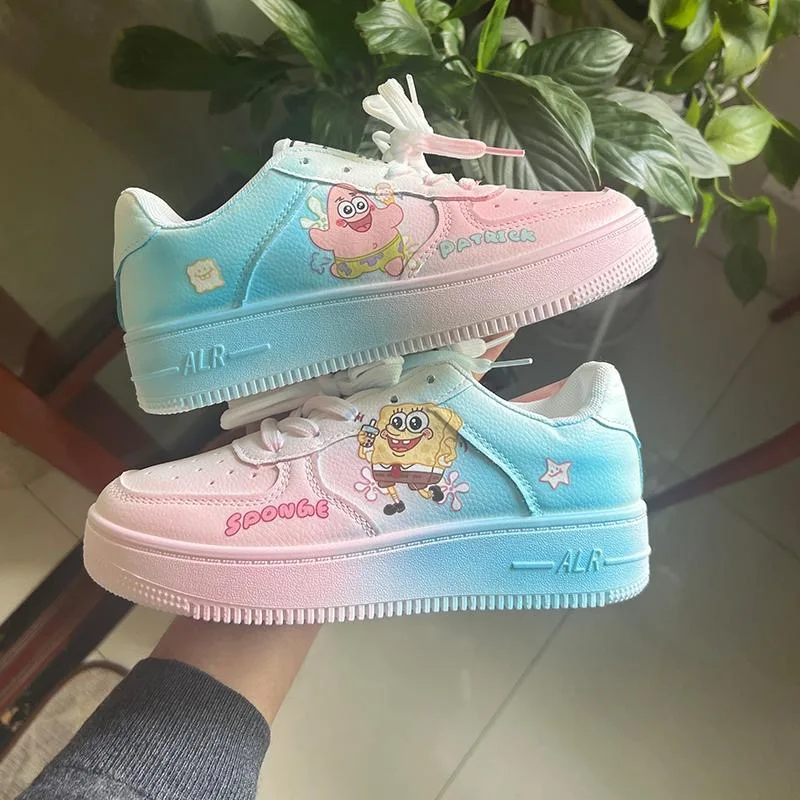 

SpongeBob SquarePants breathable spring and autumn board shoes, white shoes, casual shoes for couples, student sports shoes