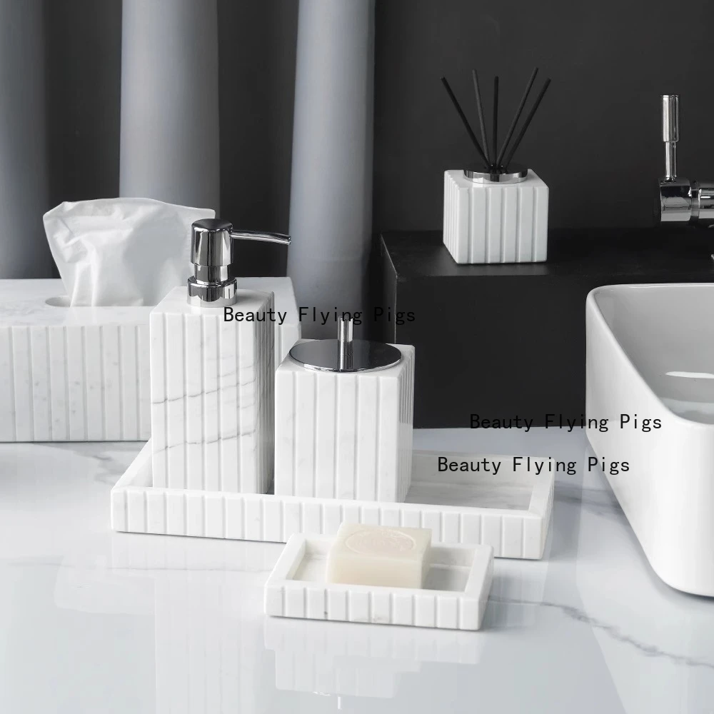 1pc Marble bathroom toiletries Bathroom accessories Tissue box Household storage tray lotion bottle rinsing cup Soap Dish