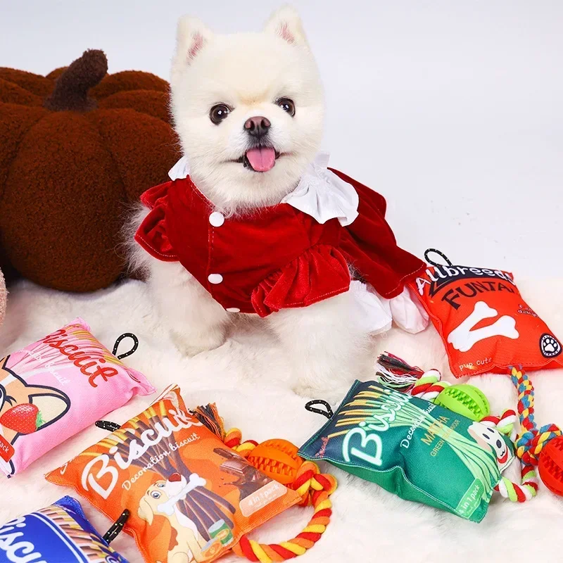 

Pet Voice Potato Chips Teeth Grinding Dog Toys Cotton Rope Teeth Cleaning Self Pleasure Relieve Bore Chewing Toys