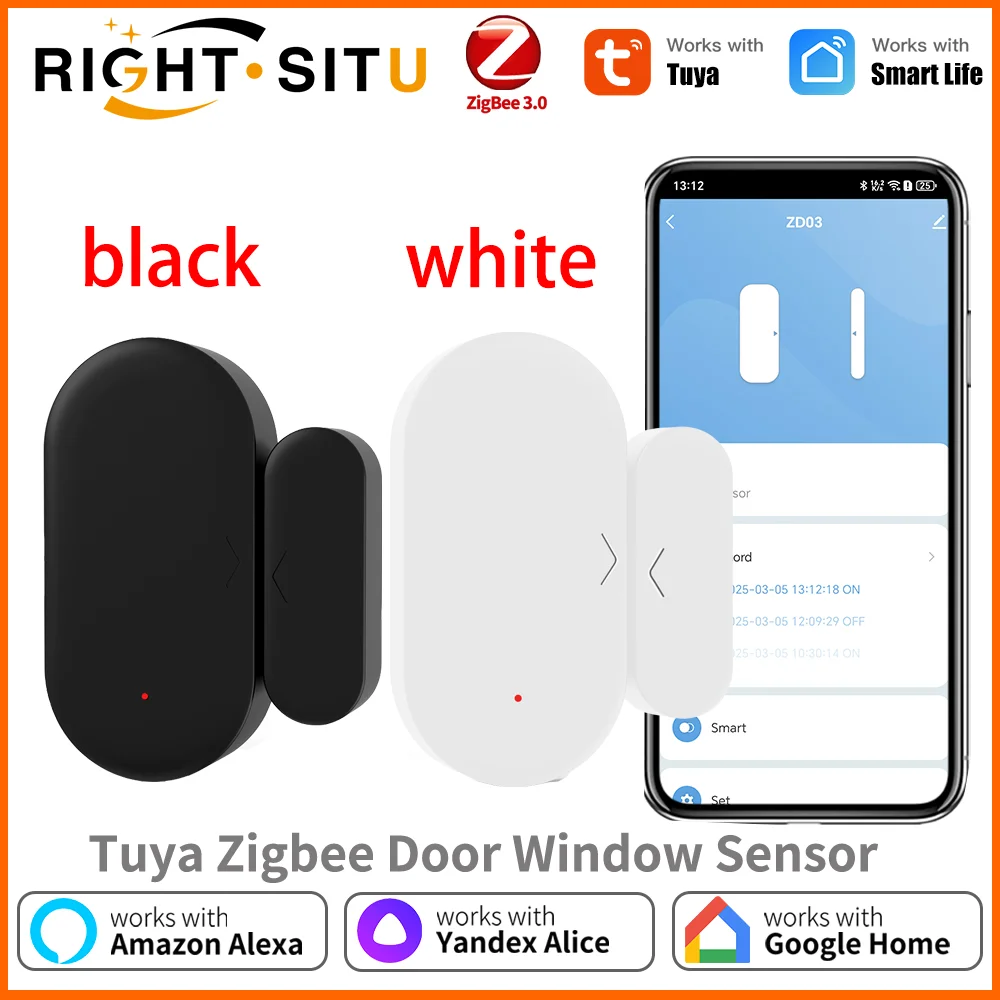 

Датчик двери Zigbee 3,0, датчик окна для умного дома, приложение, пульт дистанционного управления, совместимый с Alexa Google Assistant Smart Life Tuya