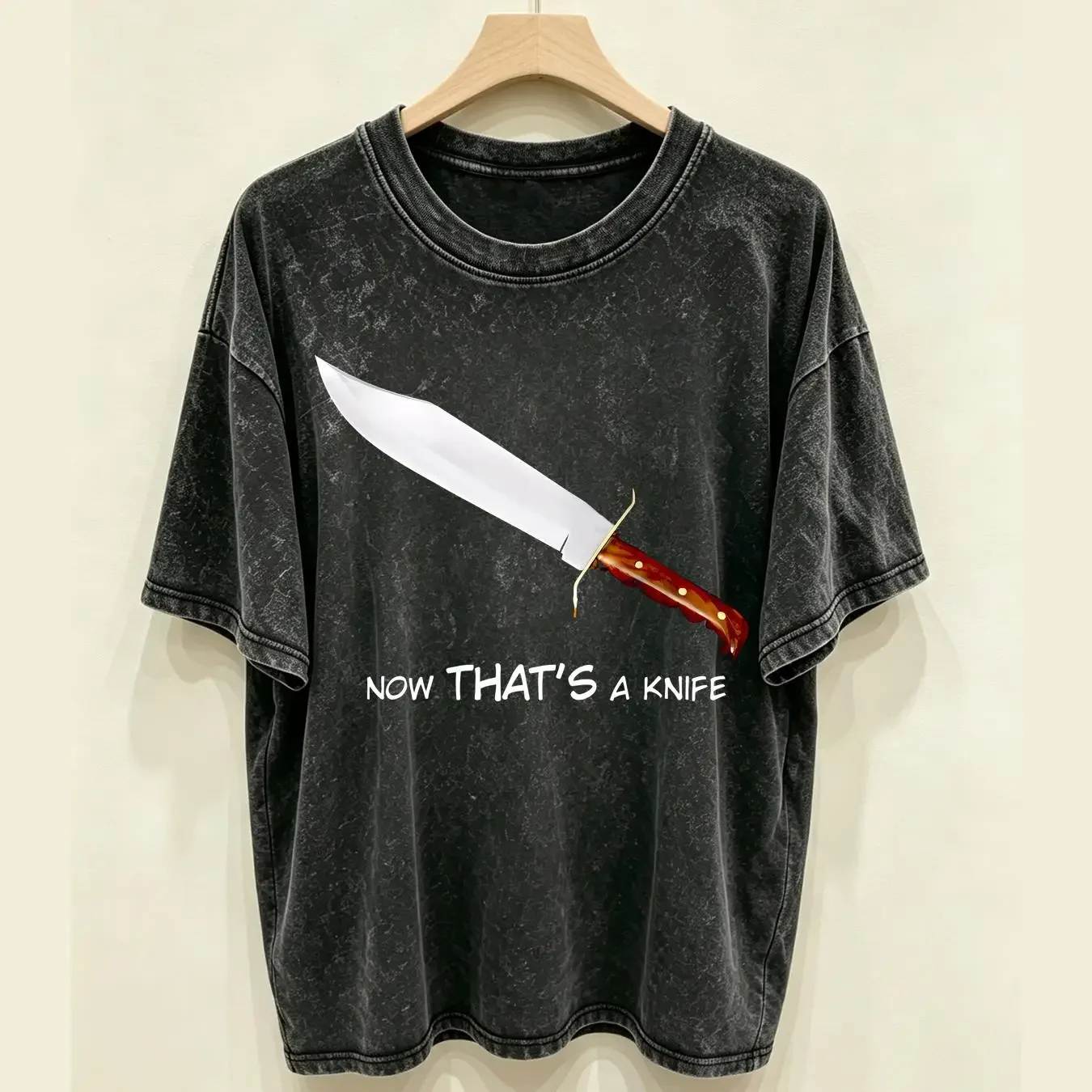 washed T Shirt Crocodile Dundee Now That's A Knife Funny Movie long or short sleeves vintage Washed homme Breathable Casual