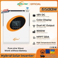 New jsdsolar 6.5KW 48V Hybrid Solar Silent Inverters 230VAC On/Off Grid Pure Sine Wave Wifi Monitor MPPT 120A PV 9000W For Home