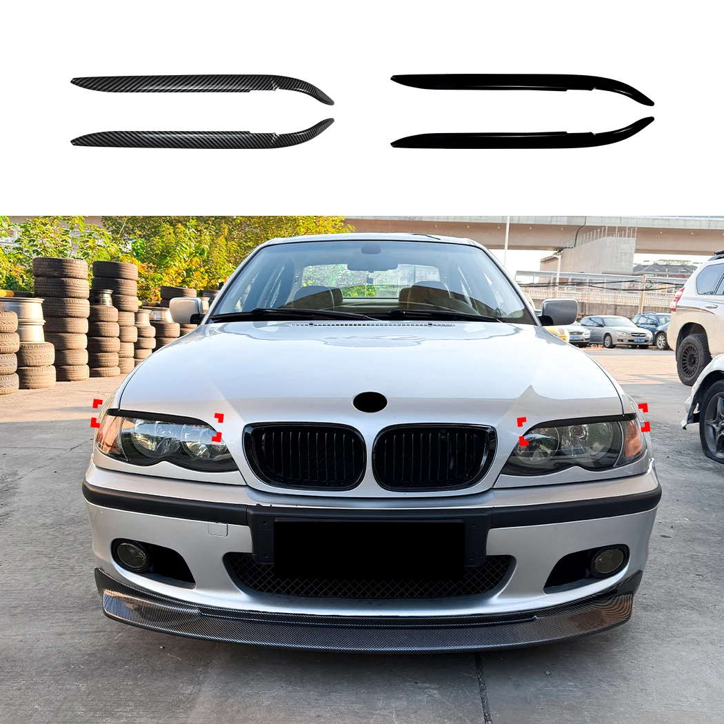 2pcs Evil Eye Headlight Eyelids Head Light Lamp Eyebrow Cover Trim  For BMW 3 Series E46 1998-2004 Headlight Eyebrow Auto Part