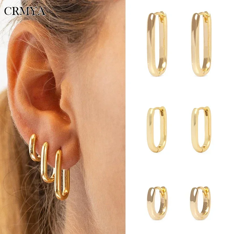 CRMYA Gold Plated Hoop Earring For Women Fashion Piercing Stud Earrings 2022 Party Wedding Fashion Jewelry Wholesale