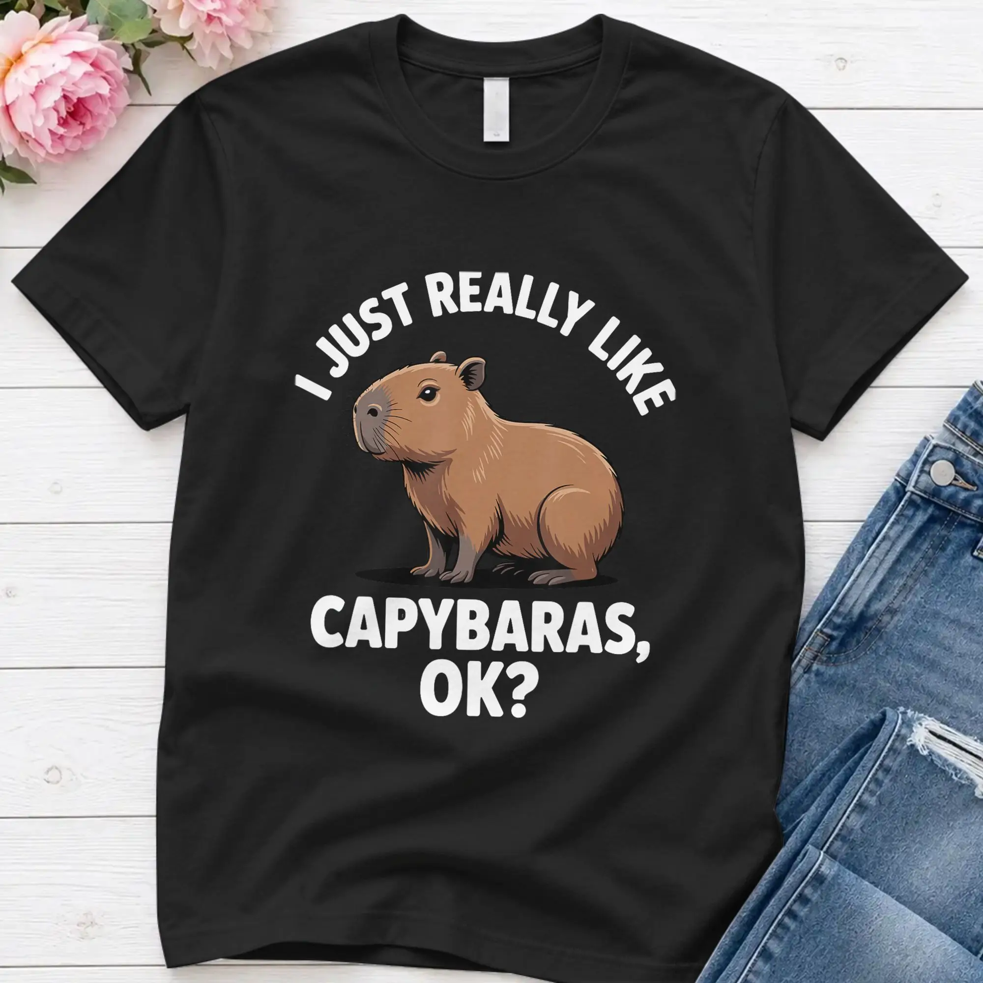 Funny Capybara Art for Men Women Kids Capy Rodent Capybara T Shirt Beach  Cotton T-Shirts For Couple Tee Shirt Short Sleeve Tees