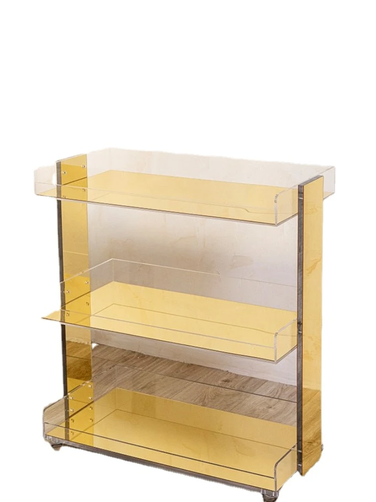 

ZC Acrylic Colorful Gold Mobile Storage Rack Trolley Bathroom Cosmetics Storage Rack