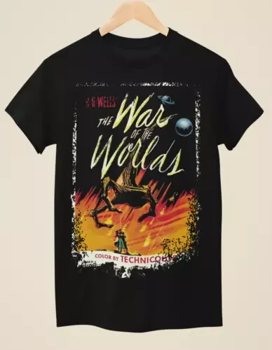 The War of the Worlds (1953) - Movie Poster inspired Unisex Black T-Shirt Tees High Quality 100%Cotton Short Sleeve