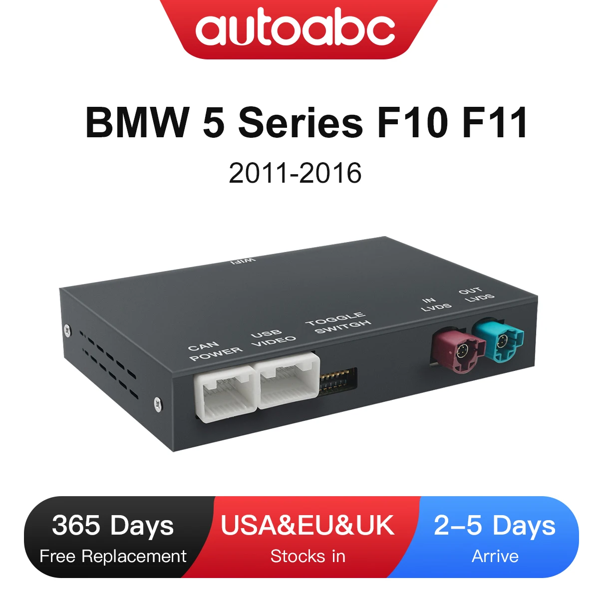 AUTOABC 2025 Neuer drahtloser CarPlay-Decoder für BMW NBT CIC System 5er F10 F11 2012–2016 Android Auto Mirror Link-Funktionen